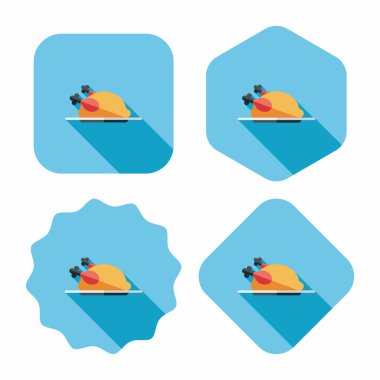 tavuk yemek düz simgesi ile uzun gölge, eps10