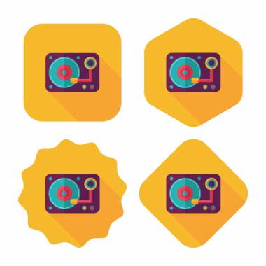 DJ müzik düz simgesi ile uzun gölge, eps10