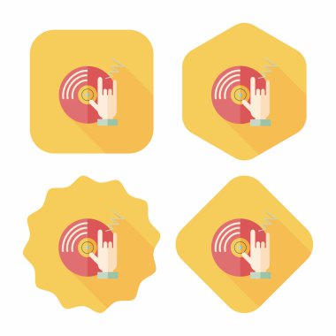 DJ müzik düz simgesi ile uzun gölge, eps10