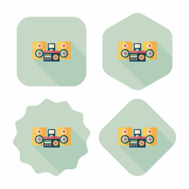 cep telefonu hoparlörler düz simgesi ile uzun gölge, eps10