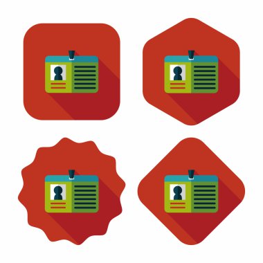 kimlik kartı ile uzun gölge düz simgesi