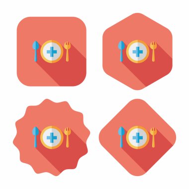 Sağlık düz simgesi uzun gölge ile yemek