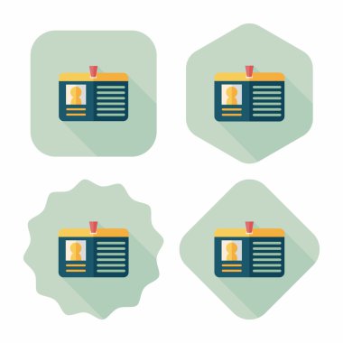 kimlik kartı ile uzun gölge düz simgesi