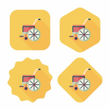 tekerlekli sandalye ile uzun gölge düz simgesi