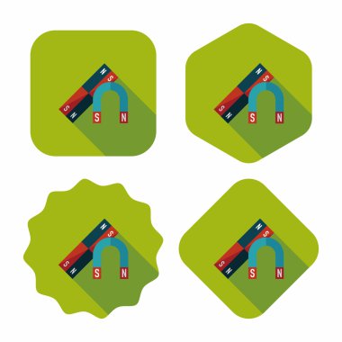 mıknatıs düz simgesi ile uzun gölge, eps10