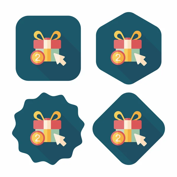 Shopping cadeau icône plate avec ombre longue, eps10 — Image vectorielle