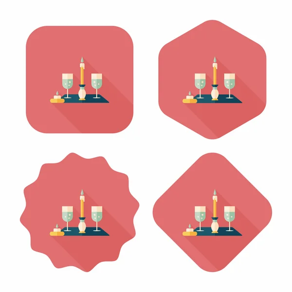 Aftelkalender voor Valentijnsdag champagne platte pictogram met lange schaduw, eps10 — Stockvector