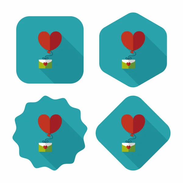Valentine's day love letter icône plate avec ombre longue, eps10 — Image vectorielle