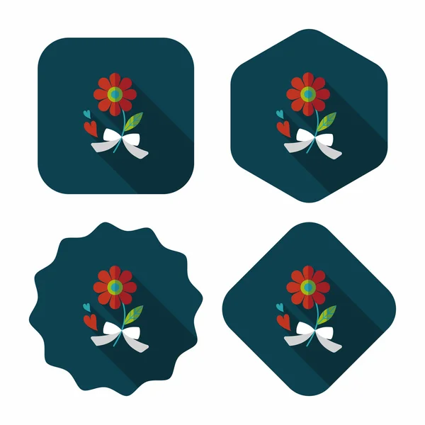 Valentijnsdag bloem platte pictogram met lange schaduw, eps10 — Stockvector