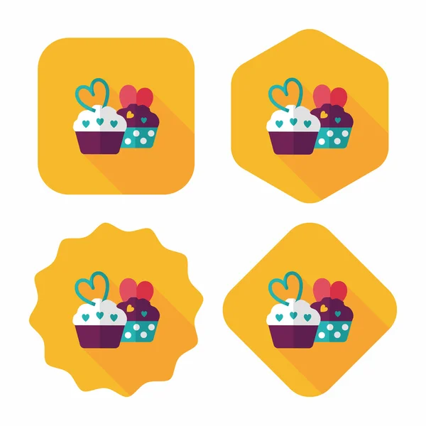 Valentine's Day cupcake flat icon with long shadow,eps10 — Stock Vector