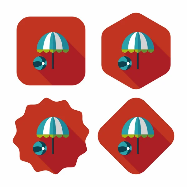 Parasol met bal platte pictogram met lange schaduw, eps10 — Stockvector