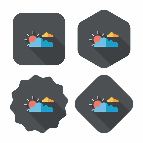 Sun and Cloud flat icon with long shadow,eps10 — Stock Vector