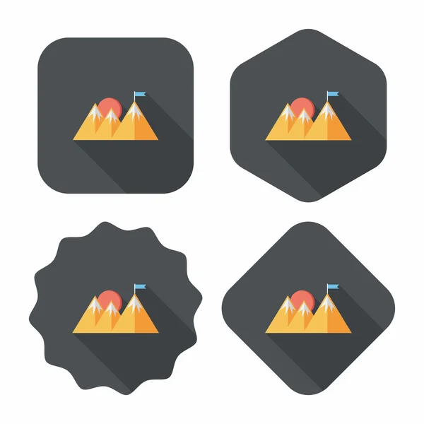 Icône plate touristique de montagne avec ombre longue, eps10 — Image vectorielle