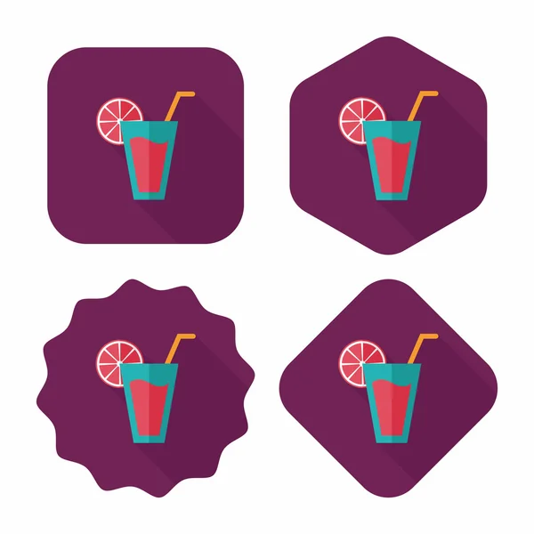 Icône plate cocktail avec ombre longue, eps10 — Image vectorielle