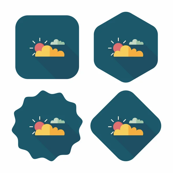 Sun and Cloud flat icon with long shadow, eps10 — стоковый вектор
