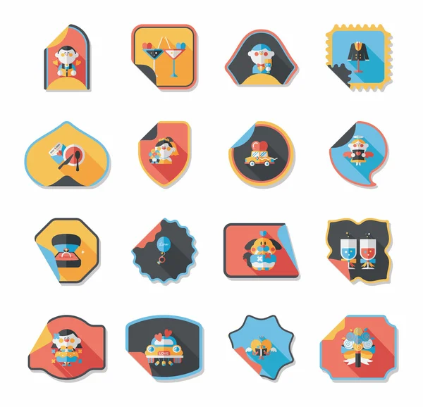 Düğün etiketi düz tasarım arka plan ayarlamak, eps10