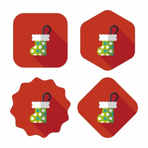 Christmas stocking flat icon with long shadow,EPS 10 — Stock Vector