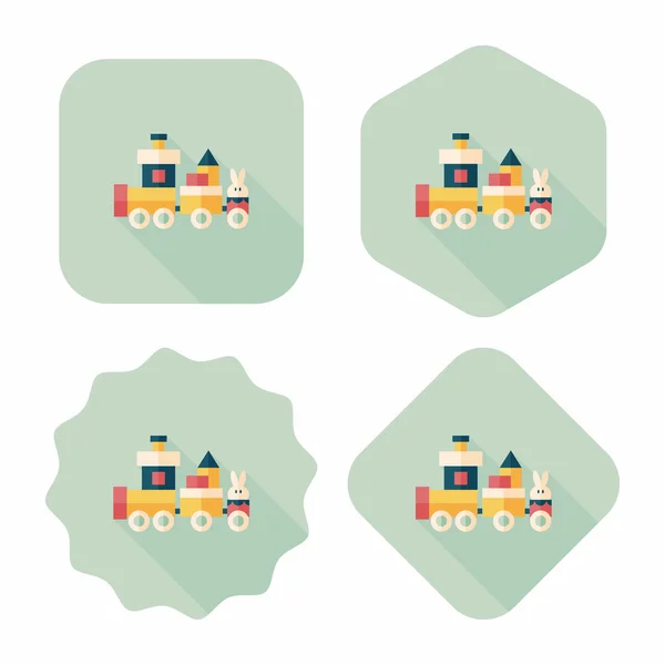 Train toy flat icon with long shadow, eps10 — Stock Vector