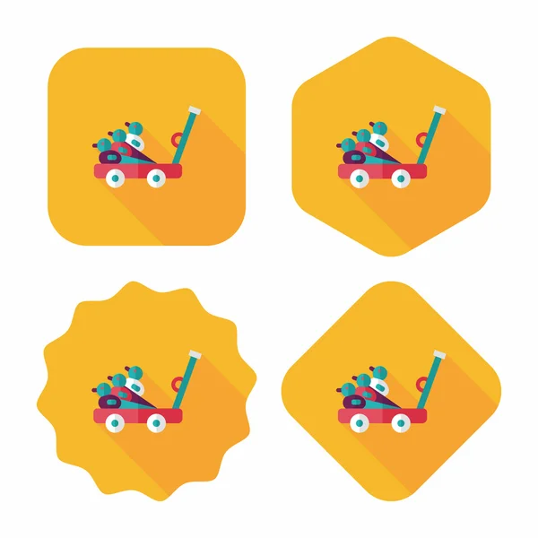 Toy duck cart flat icon with long shadow,eps10 — Stock Vector