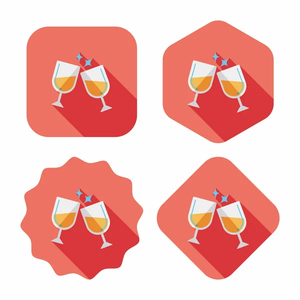 Martini glas cheers platte pictogram met lange schaduw, eps10 — Stockvector