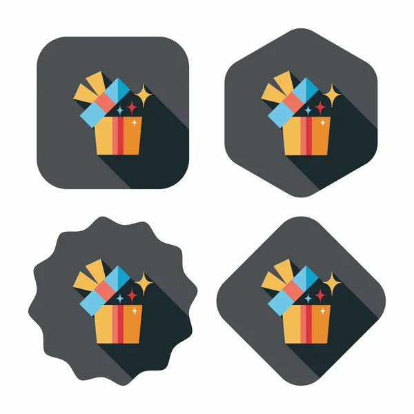 Gift flat icon with long shadow, eps10 — стоковый вектор