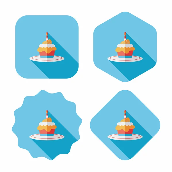 Birthday cake flat icon with long shadow,eps10 — Stock Vector