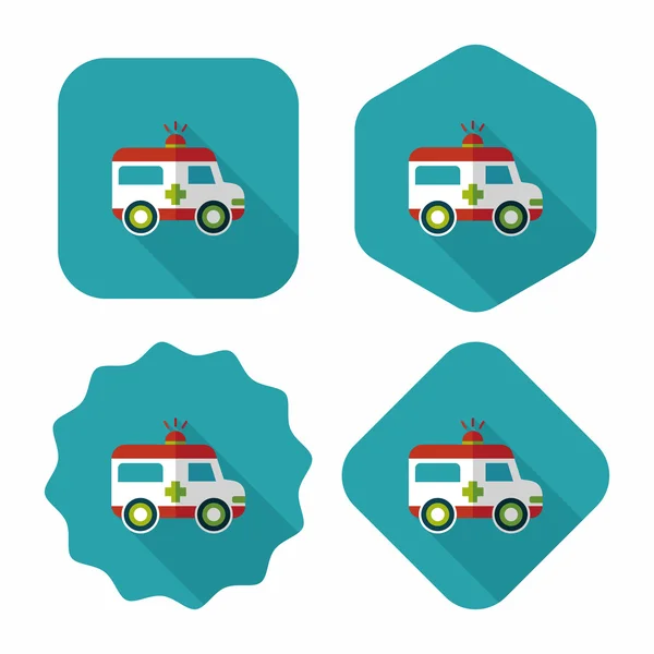 Ambulance platte pictogram met lange schaduw — Stockvector