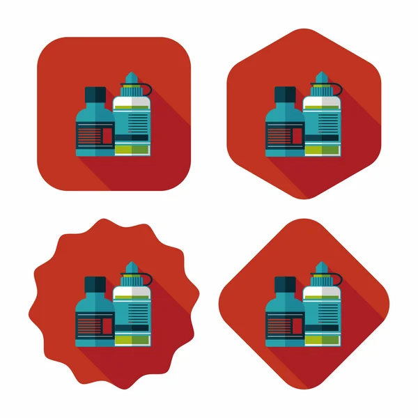 Botella médica icono plano con sombra larga — Archivo Imágenes Vectoriales