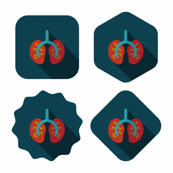 Lungs icono plano con sombra larga — Archivo Imágenes Vectoriales