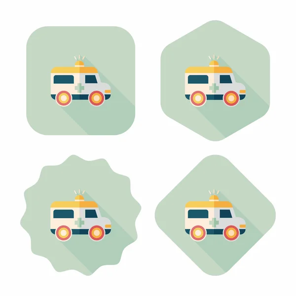 Ambulance flat icon with long shadow — Stock Vector