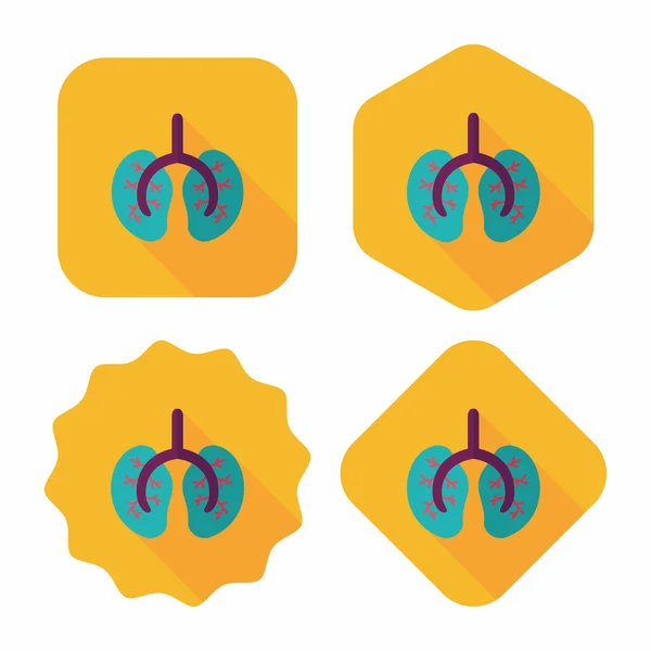 Lungs icono plano con sombra larga — Archivo Imágenes Vectoriales