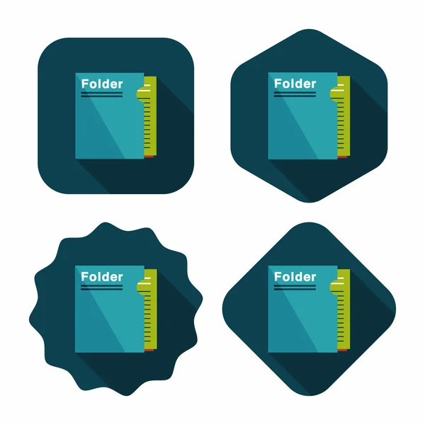 Dossier icône plate avec ombre longue, eps10 — Image vectorielle
