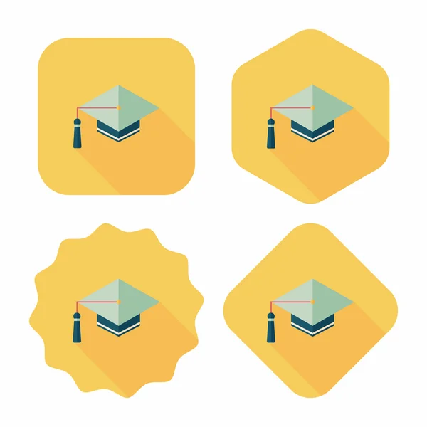 Education Cap flat icon with long shadow,eps10 — Stock Vector