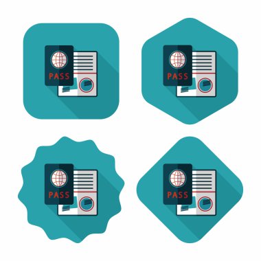 Passport simgesini, uzun gölge ile düz simgesi