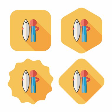 uzun gölge ile sörf düz simgesi