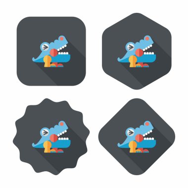 Timsah oyuncak düz simgesi ile uzun gölge, eps10