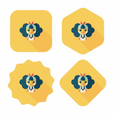 Uzun Gölge, eps 10 ile kız bebek oyuncak düz simgesi