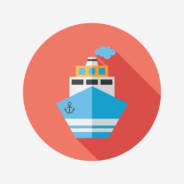 Transportation ship flat icon with long shadow,eps10 clipart