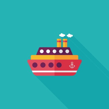 Uzun Gölge, eps10 ile ulaşım feribot düz simgesi