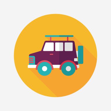 Uzun gölge ile ulaşım Spor Utility araç düz simgesi