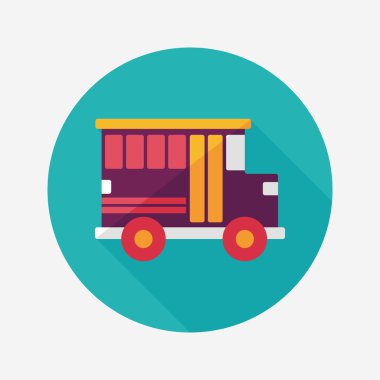 Uzun Gölge, eps10 ile ulaşım okul otobüsü düz simgesi