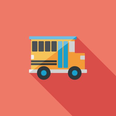 Uzun Gölge, eps10 ile ulaşım okul otobüsü düz simgesi