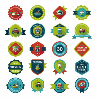 Ulaşım rozet düz tasarım arka plan ayarlamak, eps10