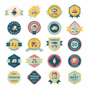 Ulaşım rozet düz tasarım arka plan ayarlamak, eps10