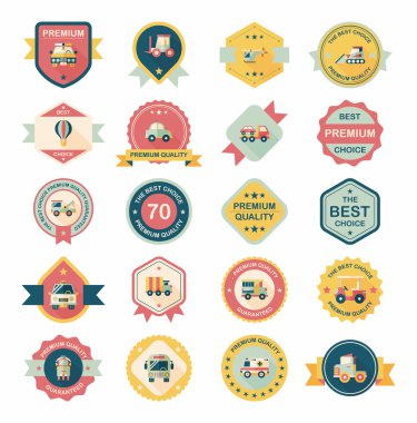 Ulaşım rozet düz tasarım arka plan ayarlamak, eps10