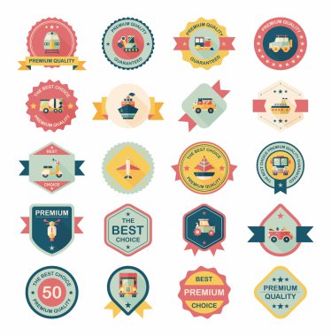 Ulaşım rozet düz tasarım arka plan ayarlamak, eps10