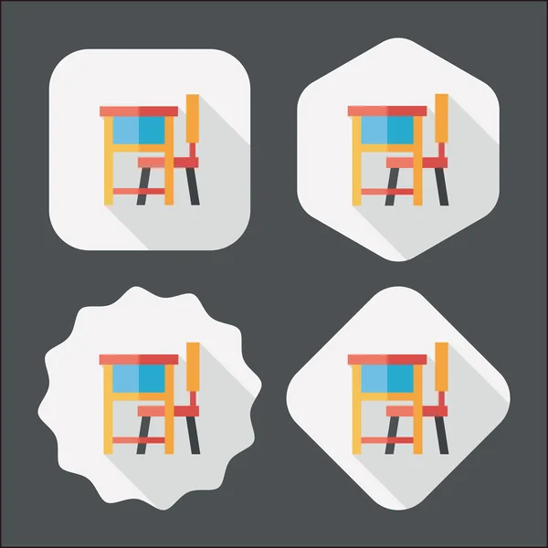 Vintage school desk flat icon with long shadow,eps10 — Stock Vector
