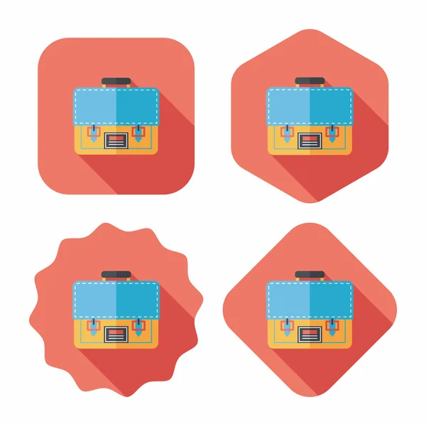 Platte pictogram van werkmap schooltas met lange schaduw, eps10 — Stockvector