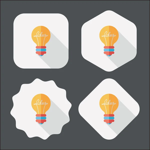 Ploché ikona žárovky s dlouhý stín, eps10 — Stockový vektor