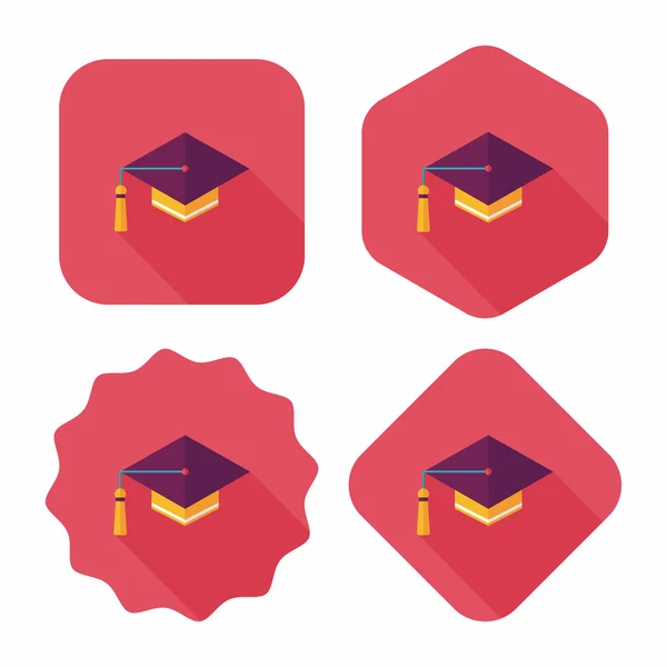 Education Cap flat icon with long shadow,eps10 — Stock Vector